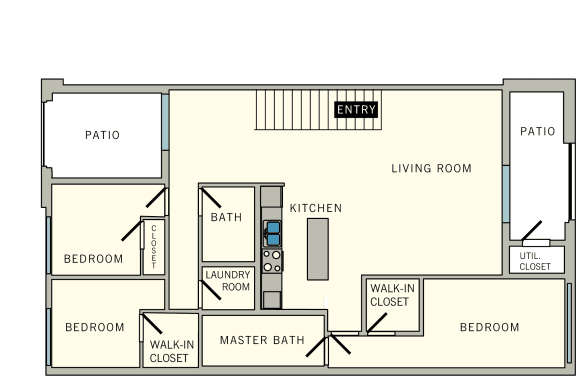 C1 Floor Plan at Aviator at Brooks Apartments, Clear Property Management, Texas, 78235
